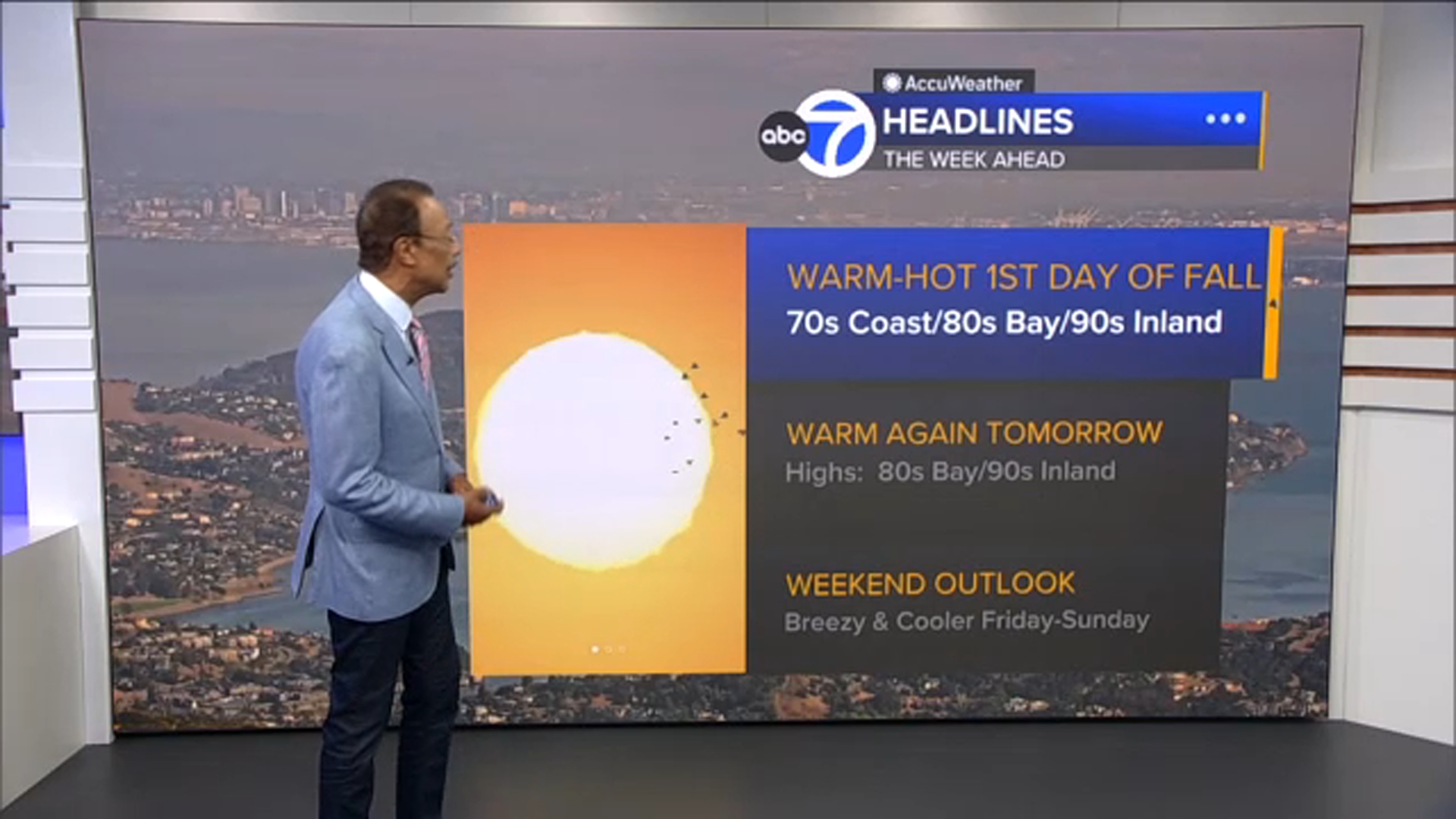 AccuWeather Forecast: Early autumn warmth holds tonight with breezy conditions
       — ABC 7 Bay Area
